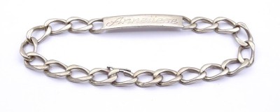 Auktion <br>Armband, Silber, Namensgravur und Datierung, L. 22cm, 16,2g. [1]