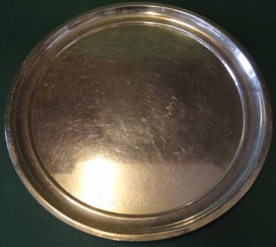 Auktion <br>runde Platte, plated, Gravur Sydney 1939, D-30 cm [1]