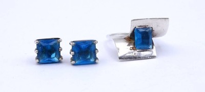 Auktion <br>Schmuckset, Ring und Ohrstecker mit blauen Steinen, Silber 925/000, zus. 11,3g. RG 57 [1]