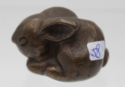 Auktion <br>kl. Hase, Bronze, H-3,2cm L-4,8cm. [1]