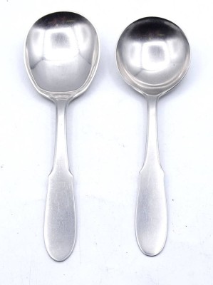 Auktion <br>2x Vorlegelöffel, Mitra, GJ - Georg Jensen, L. 16,5 - 18cm [1]