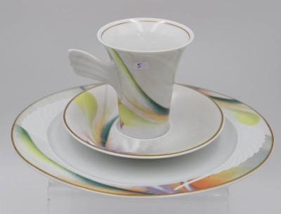 Auktion <br>Kaffeegedeck, Rosenthal, Mythos, Entw. Paul Wunderlich, Tasse H-9,2cm. [1]