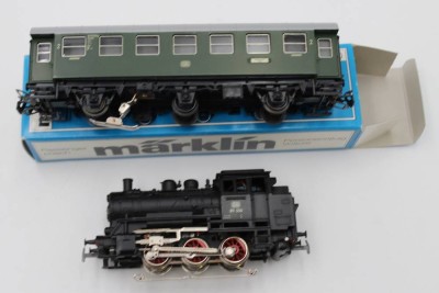 Auktion <br>kl. Dampflokomotive sowie Personenwagen, Märklin, H0, Funktion nicht geprüft [1]