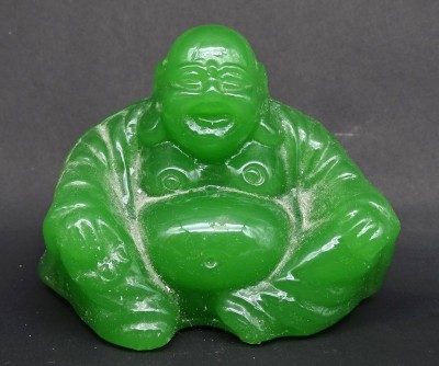 Auktion <br>Kleiner Grüner lachender Buddha aus Kunstmasse gepresst ? H.6,5 cm B. 9 cm [1]