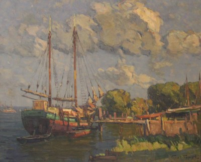 Auktion <br>Curt TOPEL (1865-1946), betitelt Wolkenstimmung, Öl/Leinen, gerahmt, RG 77,5 x 93cm [1]