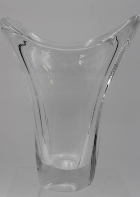 Auktion <br>schöne Vase, Daum France, farbloses Glas, H-22cm B-18cm, Kalkablagerungen [1]