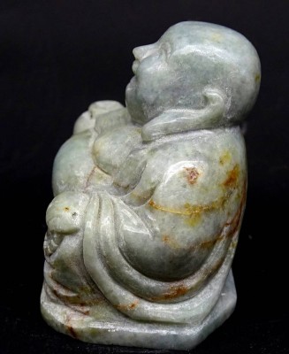 Auktion <br>kleiner sitzender Buddha lachend aus  Stein H. 5.cm B. 5,5 cm [1]