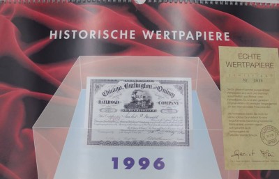 Auktion <br>Historische Wertpapiere, Kalender 1996 [1]