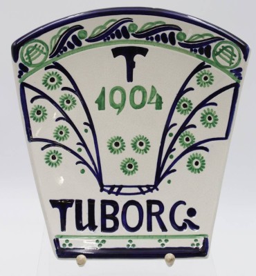 Auktion <br>Wand-Plakette, Tuborg 1904, Copenhagen, Aluminia, 21,5 x 20,5cm. [1]