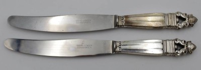 Auktion <br>2x Messer, Georg Jensen, König-Acorn, 830er Silber-Griffe, L-24,8cm. [1]