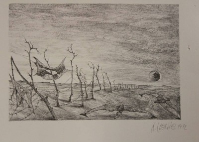 Auktion <br>Roger LOEWIG (1930-1997), Flugbilder für die Wolken, Lithographie, Widmung 