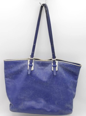 Auktion <br>Damenhandtasche, Longchamps Paris, blaues Leder, starke Tragespuren, ca. 30 x 42cm [1]