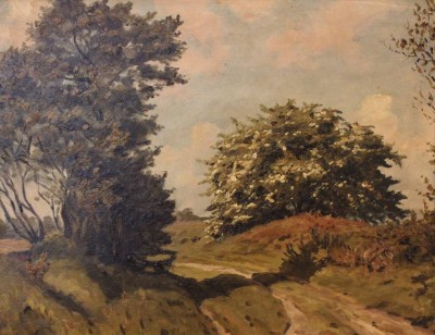 Auktion <br>Paul SPÖTTER (1904-1951), Landschaft, Öl/Hartfaser, gerahmt, RG 47,5 x 58cm. [1]