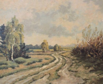 Auktion 356<br>Ernst Troch (1925-1996), norddt. Landschaft, Öl/Hartfaser, gerahmt, RG 73,5 x 88cm. [1]