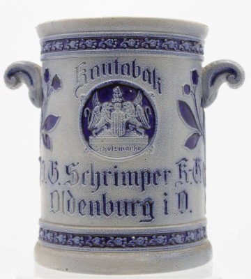 Auktion <br>alter Kautabaks-Topf, Oldenburg, Deckel fehlt, graues Steinzeug, H-19cm [1]