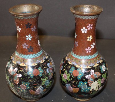 Auktion <br>Paar Cloisonne-Vasen, China, älter, H-15cm [1]