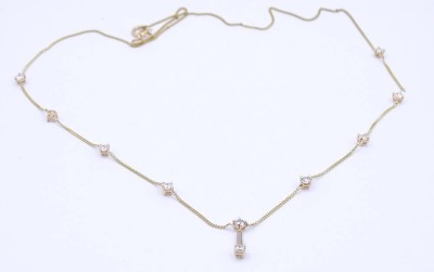 Auktion 349<br>Gerissene Halskette GG 0.585 mit Diamanten zus. 0,8ct., L. 45cm, 2,2g. [1]