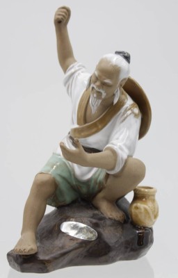 Auktion <br>Figur, Angler, China, Rute fehlt, ca. H-20cm. [1]