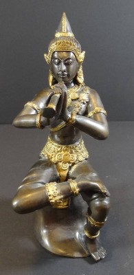 Auktion <br>Bronze-Tempelmusikerin, tw. vergoldet, H-22 cm, älter [1]