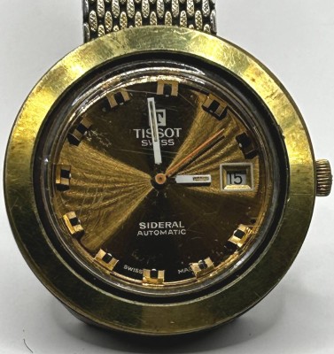 Auktion 344<br>Tissot Sideral Automatic Vintage Uhr, Werk läuft, vergoldete Lünette, orig. Stahlband, Fiberglas-Gehäuse [1]