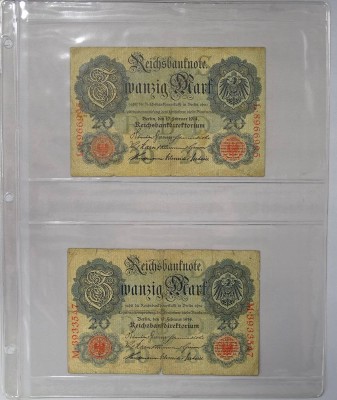 Auktion 344<br>2x Zwanzig Mark 1914, Reichsbanknoten [1]