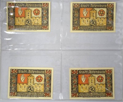 Auktion 344<br>4x 50 Pfennig 1921, Notgeldscheine, Stadt Altenburg [1]