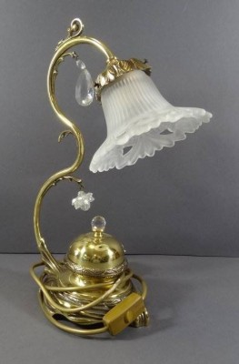 Auktion 344<br>Tischlampe, Messing, mit Glasprismen, H-37 cm [1]