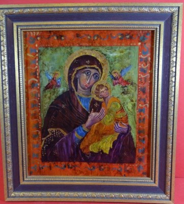 Auktion 344<br>kl. Ikone, Maria mit Kind, RG 31x37,5 cm [1]