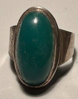 Auktion 349<br>alter Silberring-835- mit grünen Cabouchon, 4,5 gr., RG 50 [1]