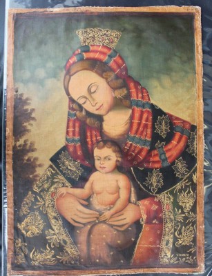 Auktion 345<br>Victor Navarro, christl. Motiv Madonna mit Kind, Öl/Leinen, wohl 19.Jhd?, ca. 72x53 cm [1]