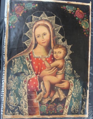 Auktion 345<br>Victor Navarro, christl. Motiv Madonna mit Kind, Öl/Leinen, wohl 19.Jhd?, ca. 72x53 cm, nicht signiert [1]