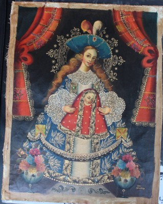 Auktion 345<br>Victor Navarro, christl. Motiv Madonna mit Kind, Öl/Leinen, wohl 19.Jhd?, ca. 51x40 cm [1]