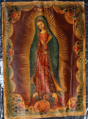 Auktion 345<br>Victor Navarro, christl. Motiv Madonna mit Engel Öl/Leinen, wohl 19.Jhd?, 75x54 cm, Faltstelle [1]