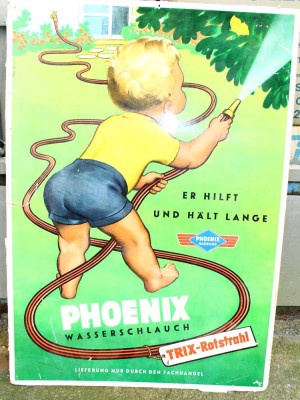 Auktion 345<br>gr. Werbeplakat auf Pappe, Phoenix Wasserschlauch, Gebrauchsspuren,  ca. 60x42 cm [1]