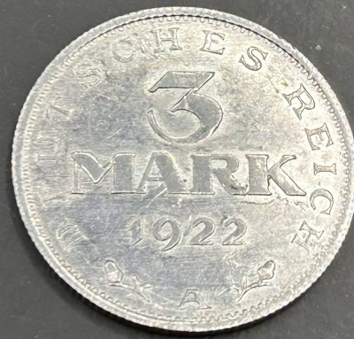 Auktion 345<br>3 Mark, Deutsches Reich 1922, Aluminium [1]