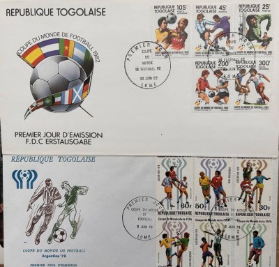 Auktion 345<br>2x Erstausgaben-Briefe Fussball WM 1978 und 1982, Togo [1]