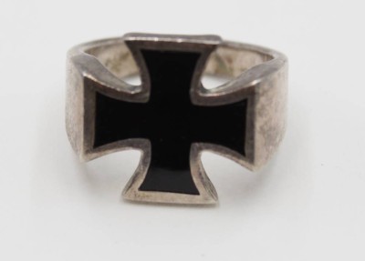 Auktion 346<br>patriotischer Herren-Ring, Silber 925, Onyx, 14,4gr., RG 65 [1]