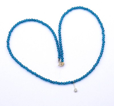 Auktion 349<br>Blaue Spinell Halskette mit GG Verschluss 14K und Diamant 0,10ct., L. 42cm, 5,3g. [1]