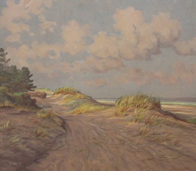 Auktion 346<br>Paul SPÖTTER (1904-1951), Dünenlandschaft, Öl/Hartfaser, gerahmt, RG 79 x 89cm, [1]