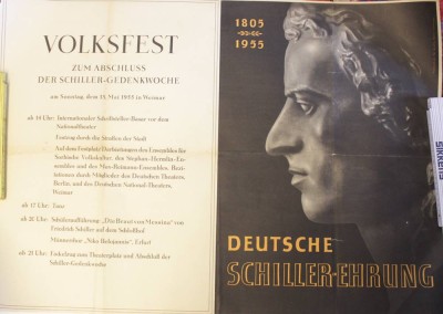 Auktion 346<br>Plakat, Deutsche Schiller Ehrung, 1955, ungerahmt, BG 59,5 x 84cm. [1]