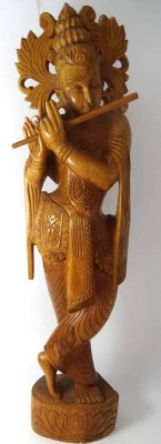 Auktion 346<br>gr. Holzschnitzerei, Tempeldiener mit Flöte, H-65 cm [1]