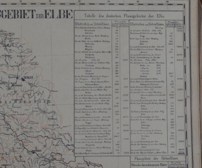 Auktion 347<br>Flussgebiet der Elbe, 1896, Klappkarte (57 Seiten Karten auf Leinen, je 45,5x50 cm,  ca. 28,5 m lang ausgeklappt, !!) von Ing. Arthur Diruf, absolute Rarität mit leichten Alters-u. Gebrauchsspuren, [1]