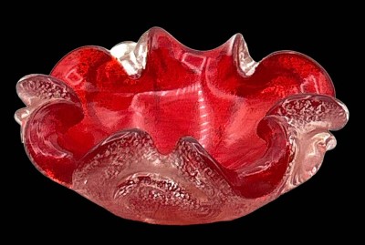 Auktion 347<br>Murano-Ascher, rot/klar, D-13 cm, H-6 cm [1]