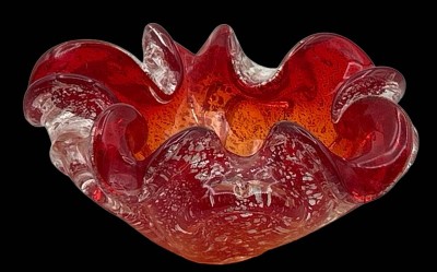 Auktion 347<br>Murano Ascher, rot/klar, D-12 cm, H-6,5 cm [1]