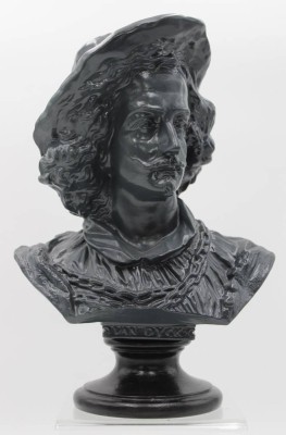 Auktion 347<br>Büste des A. van Dyck nach Rudolf UFFRECHT (1840-1906), wohl Terrakotta unter grauer Farbe, H-32,5cm B-23cm. [1]