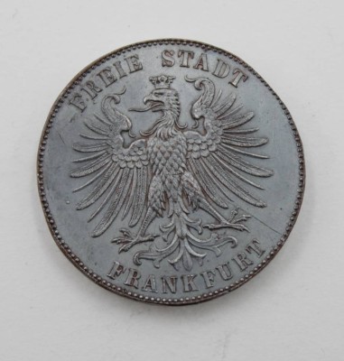 Auktion 347<br>Ein Gedenkthaler zu Schiller`s Hundertjähriger Geburtstagsfeier am 10. Nov. 1859, Freie Stadt Frankfurt, D-3,3cm [1]