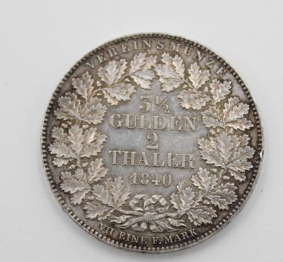 Auktion 347<br> 2 Thaler von 1840 , Frankfurt, Silber . [1]