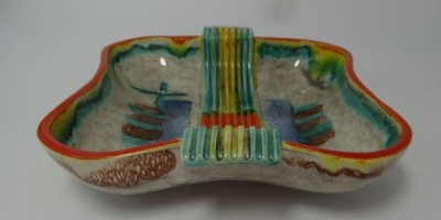 Auktion 347<br>Anbietschale mit Laufglasur, 17x17 cm [1]