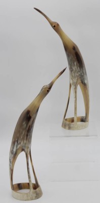 Auktion 347<br>Paar Vogelfiguren aus Horn gefertigt, älter, ca, H-39cm [1]