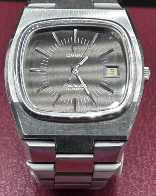 Auktion 347<br>Omega Seamaster, Quartz, Cal. 1342, Orig. Kasten und Beschreibung, Uhr sehr gut erhalten mit orig. Band, Kasten Gebrauchsspuren [1]